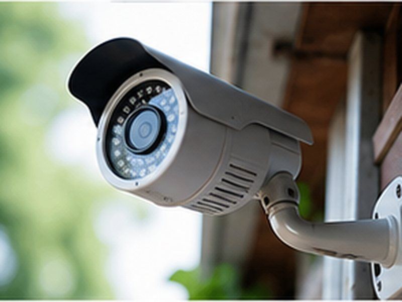 Bullet CCTV camera mounted outdoors