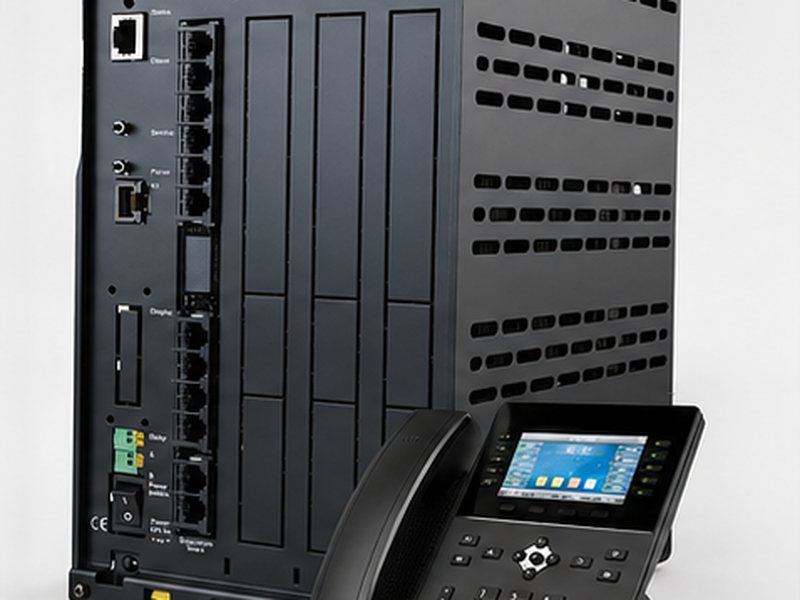 EPABX exchange cabinet with desk phone